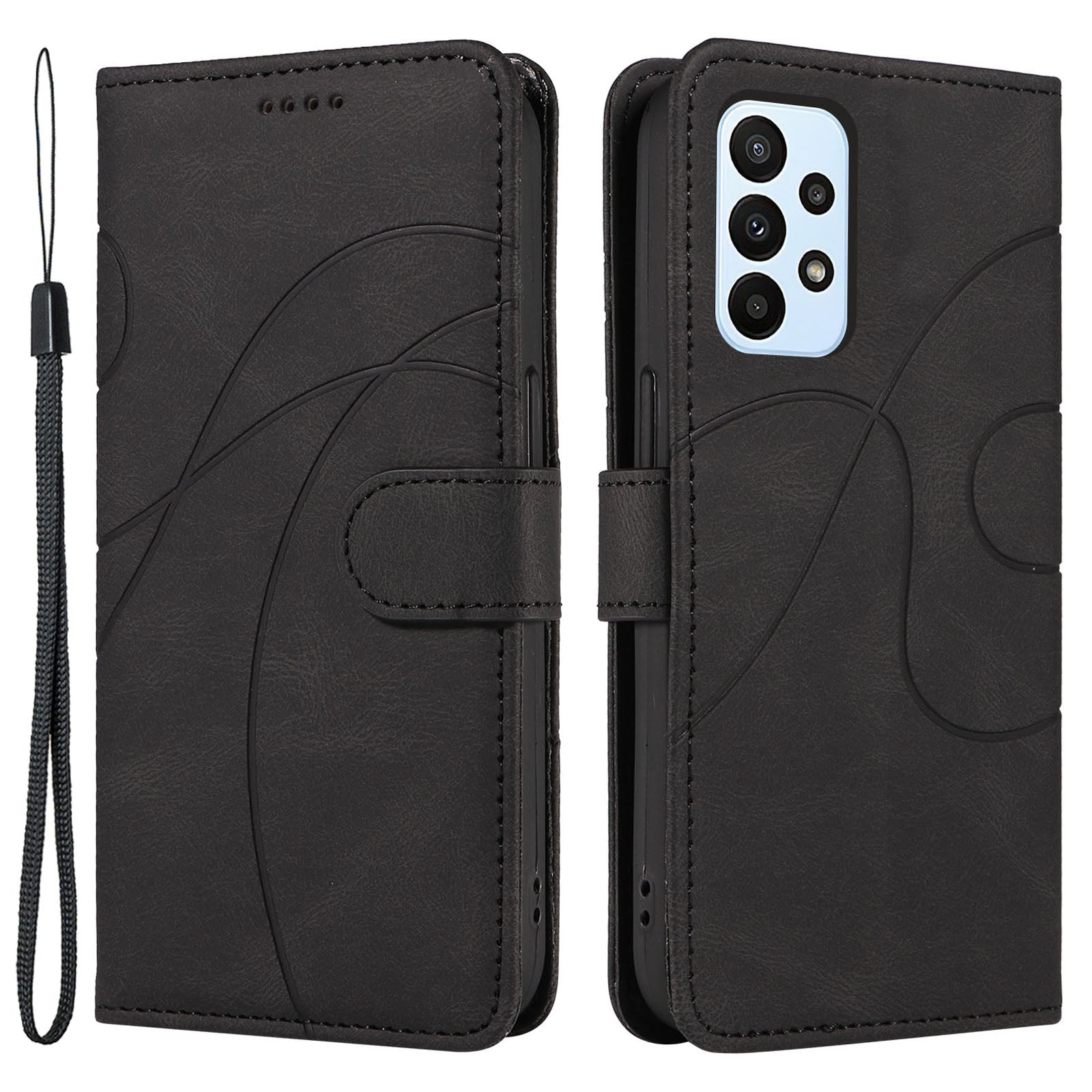For Samsung Galaxy A23 4G A23 5G (Global Version) F23 5G M23 5G PU Leather Phone Cover Wallet Imprinted Curved Line Stand Case For Samsung Galaxy A23 4G A23 5G (Global Version) F23 5G M23 5G PU Leather Phone Cover Wallet Imprinted Curved Line Stand Case